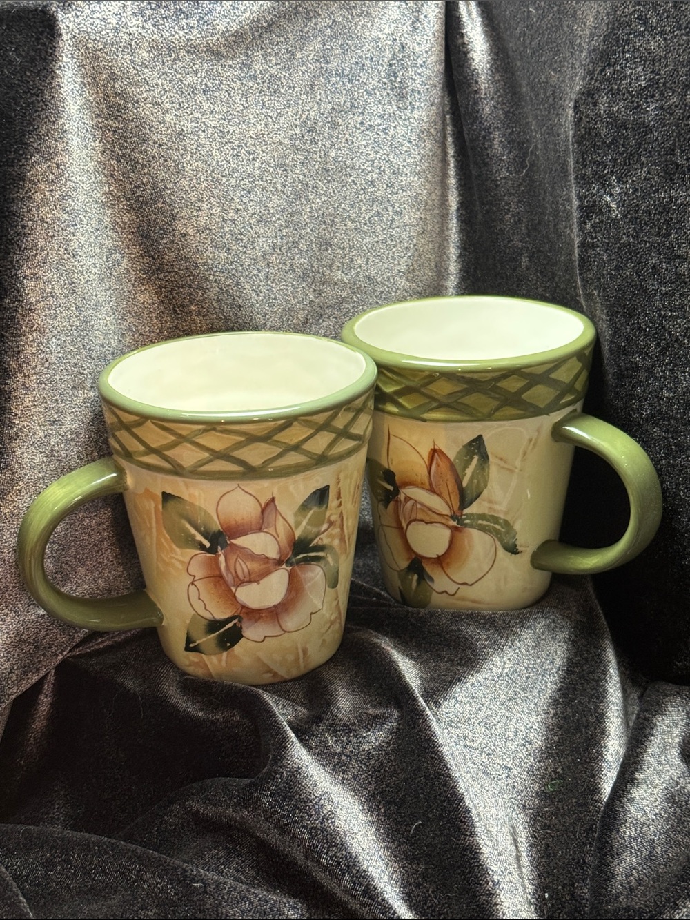Casa Elite Green Floral Ceramic Coffee Mug - Set of 2